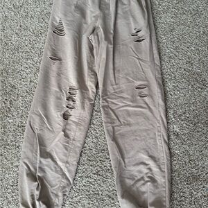 Chelsea DeBoer Distressed Taupe Joggers